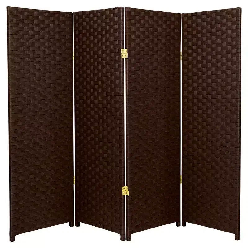 4 ft. Tall Woven Fiber Room Divider (4 Panels) - Oriental Furniture