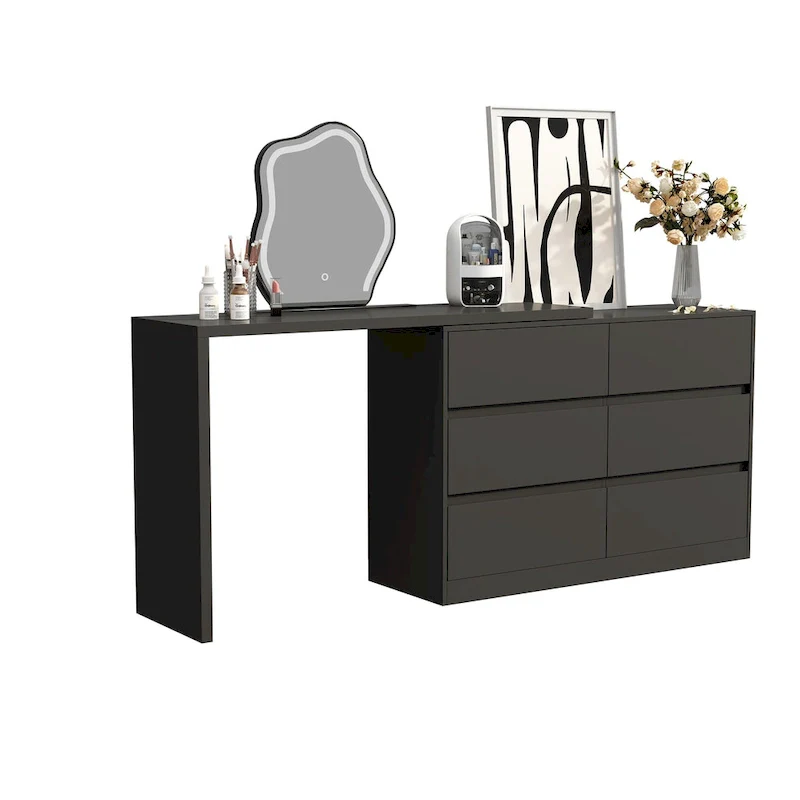 Rotating Makeup Vanity Desk with 6 Drawers