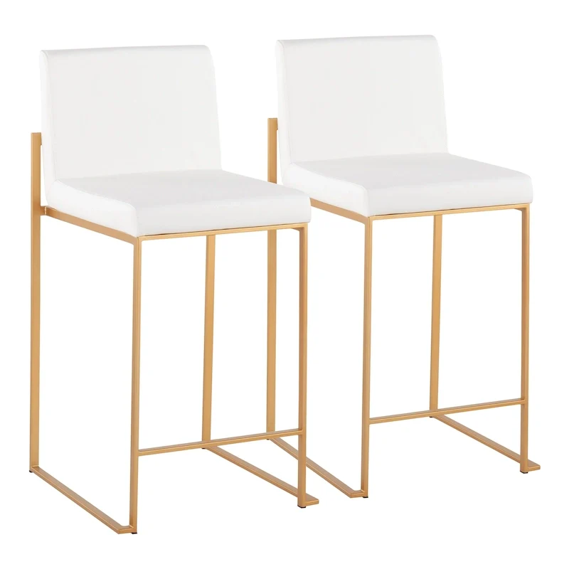 Black/Grey/White High Back Upholstered Counter Stool, Set of 2, 1-Person