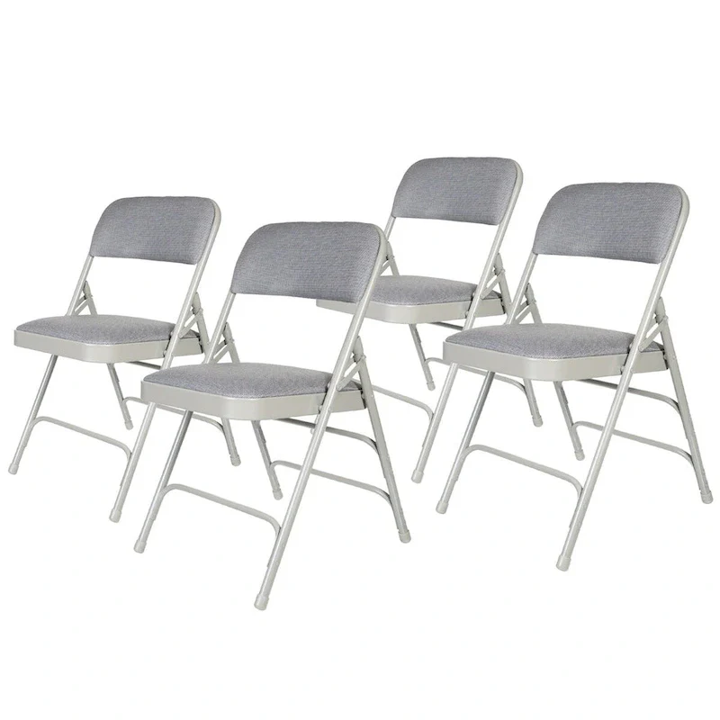 Hampden Furnishings Bernadine Collection Fabric Triple Brace Folding Chair, Pack of 4
