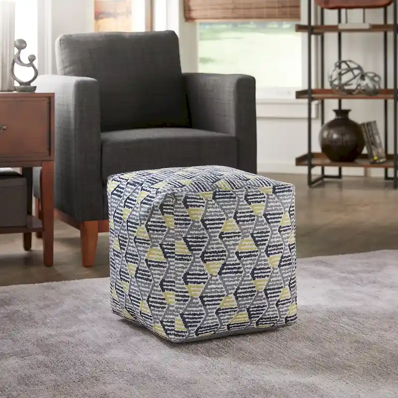 Upholstered Square Pouf Ottoman