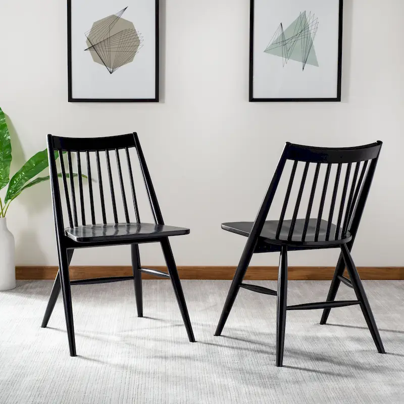 SAFAVIEH Orelia 19 Inch Black Spindle Dining Chair (Set of 2) - 21Wx22Dx34H