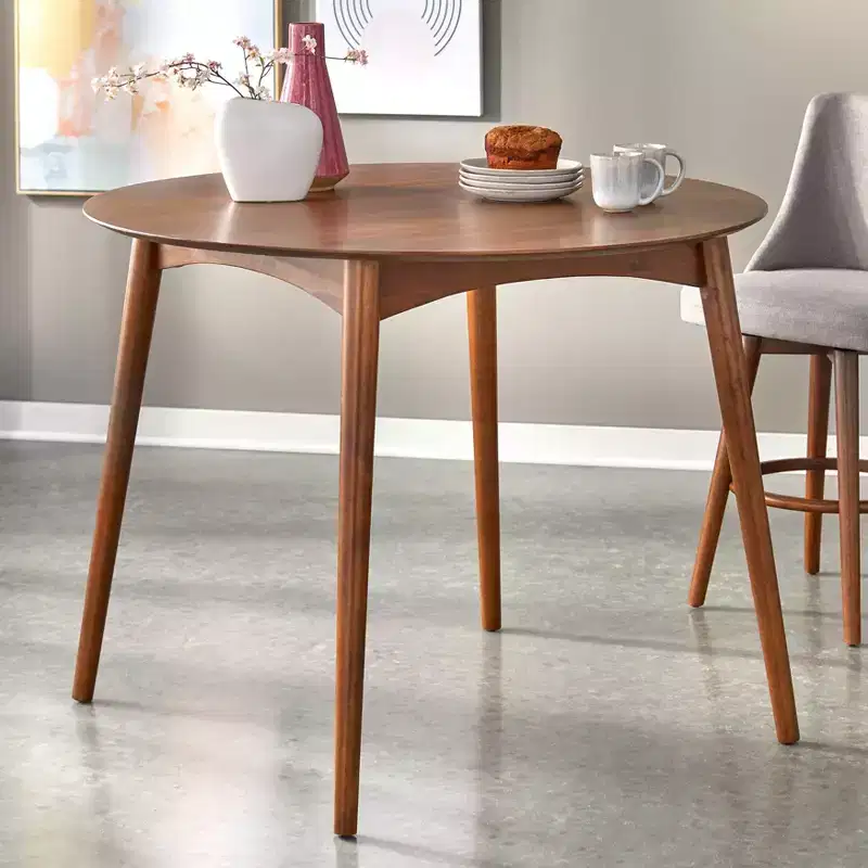 Lifestorey Derby Mid Century Modern Counter Height Round Table Walnut
