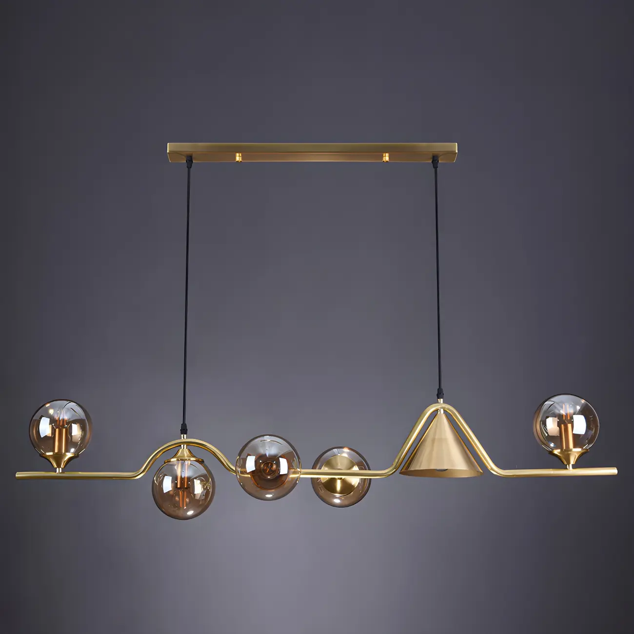 Kitchen Modern Gold Glass Globe Island Chandelier