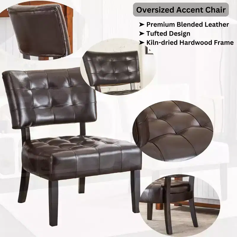 Roundhill Furniture Tufted Accent Chair with Oversized Seating