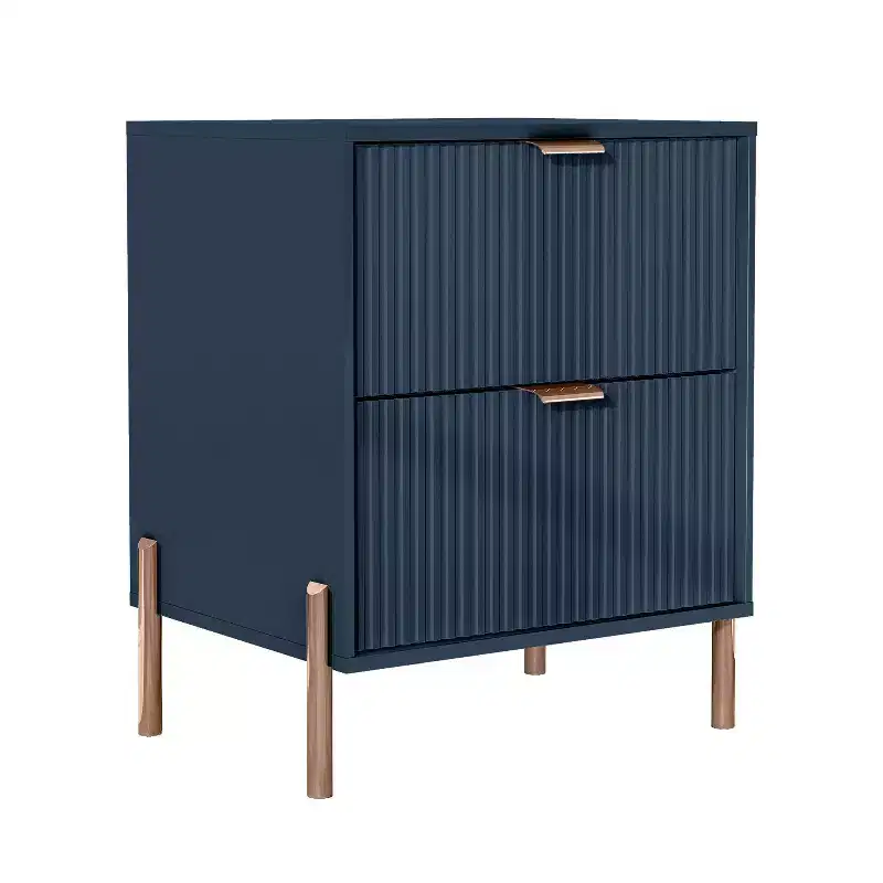 Festivo 3pc Modern Elegance 2 Drawer Nightstands and 3 Drawer Dresser Set Navy