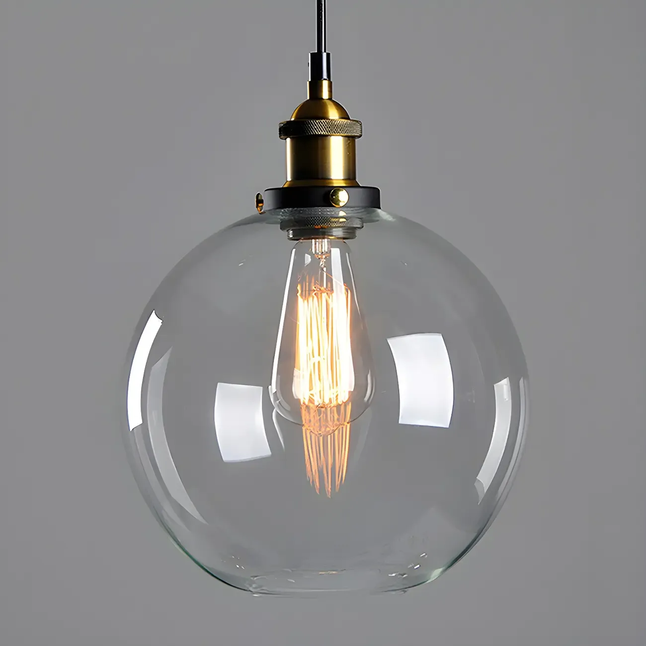 Industrial Geometric Clear Glass Lampshade Kitchen 1-light Pendant Light