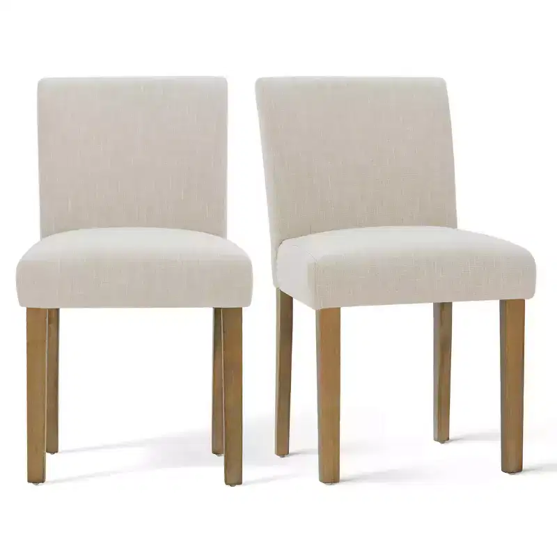 Upholstered Armless Dining Chairs Set of 2, Parsons Dining Room Chairs with Wood Legs, Linen Padded Kitchen Chairs for Dining Room - Panipeachy
