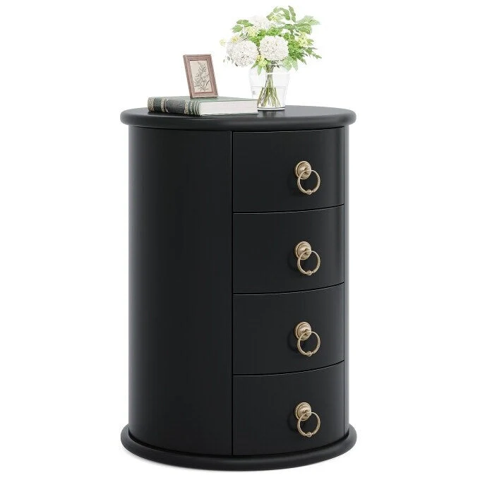 Solid Wood Bedside Table, Nightstand with 4 Drawers