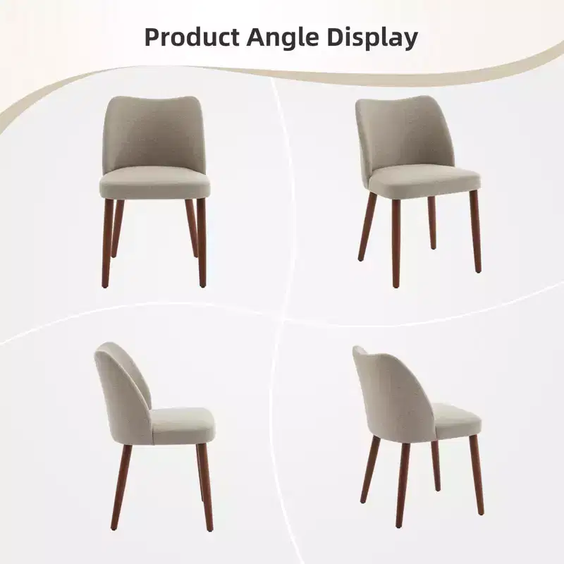 Modern Wingback Dining Chairs Set of 2, Upholstered Linen Kitchen Chairs with Thick Cushions, Ergonomic High Back and Rubberwood Legs