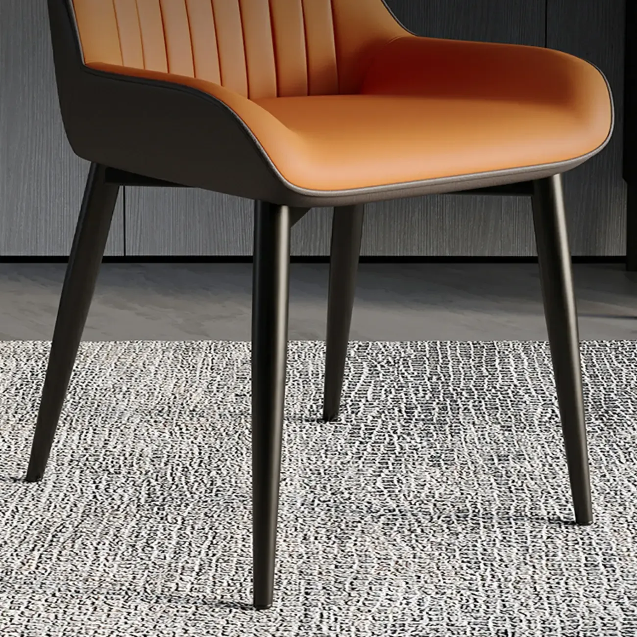 Leather Low Solid Back Armless Dining Side Chair