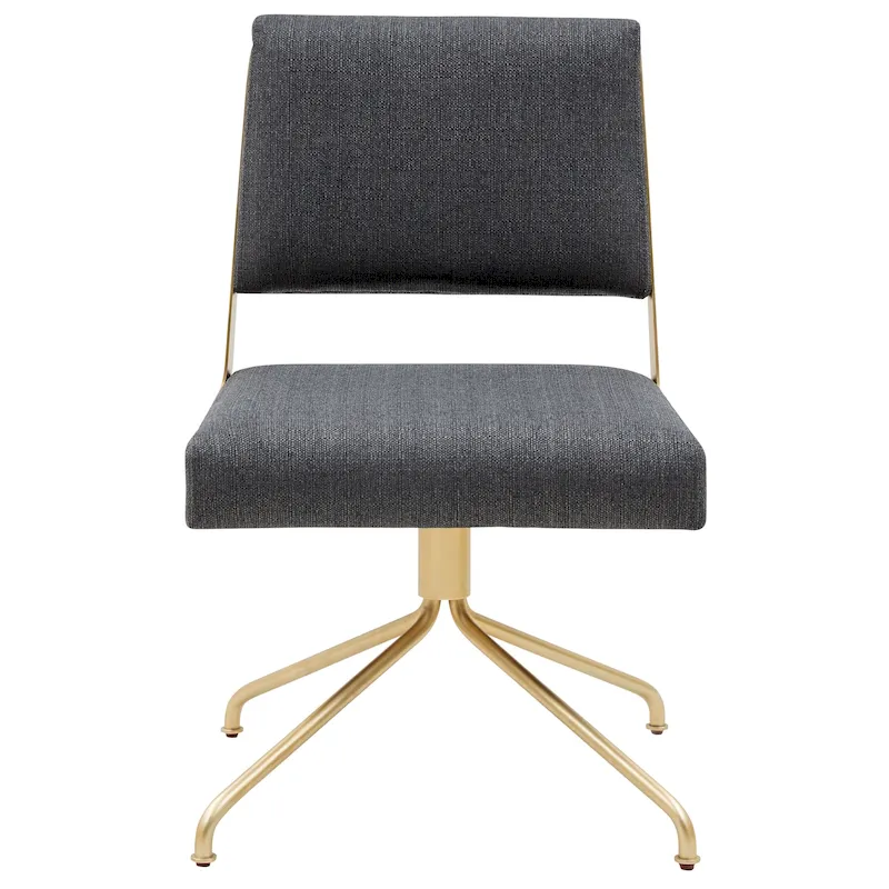 Slate Grey / Ivory / Black Vegan Leather Swivel Office Chair with Metal Legs – 1-Person