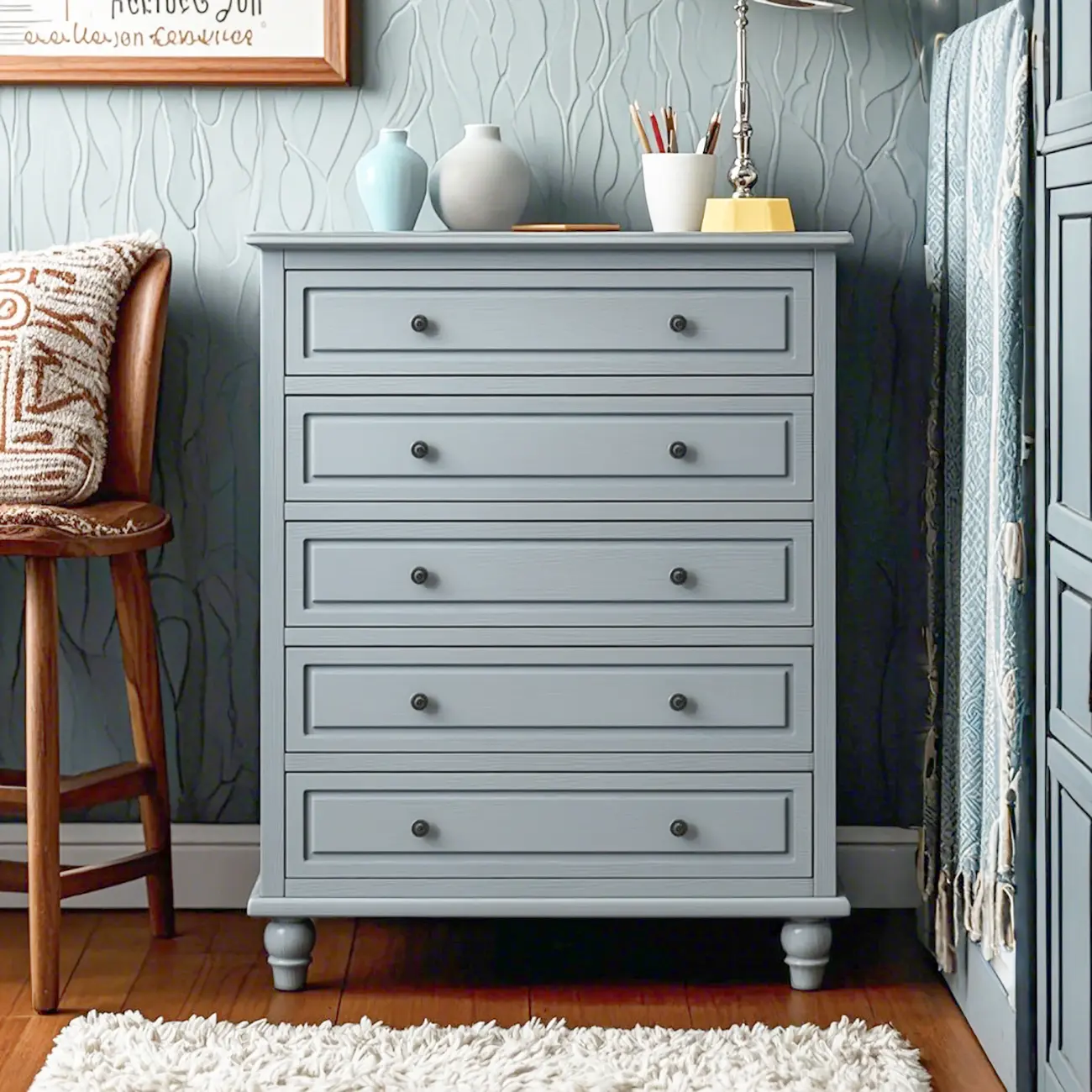 Elegant Ash Wood Freestanding Chest with 5-Drawers