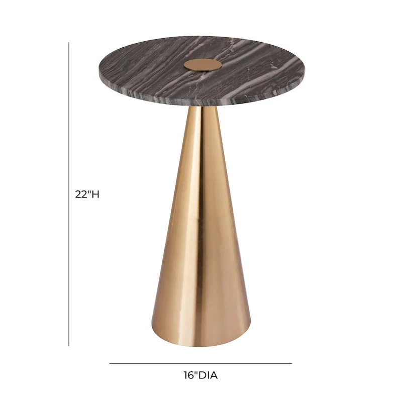 Marble Top Side Table with Gold Pedestal Base