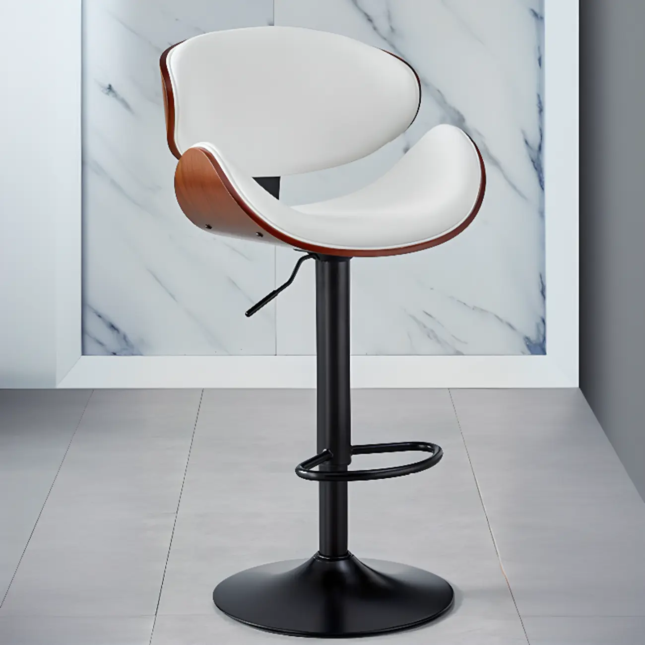 Bucket Adjustable Swivel Leather Bar Stools