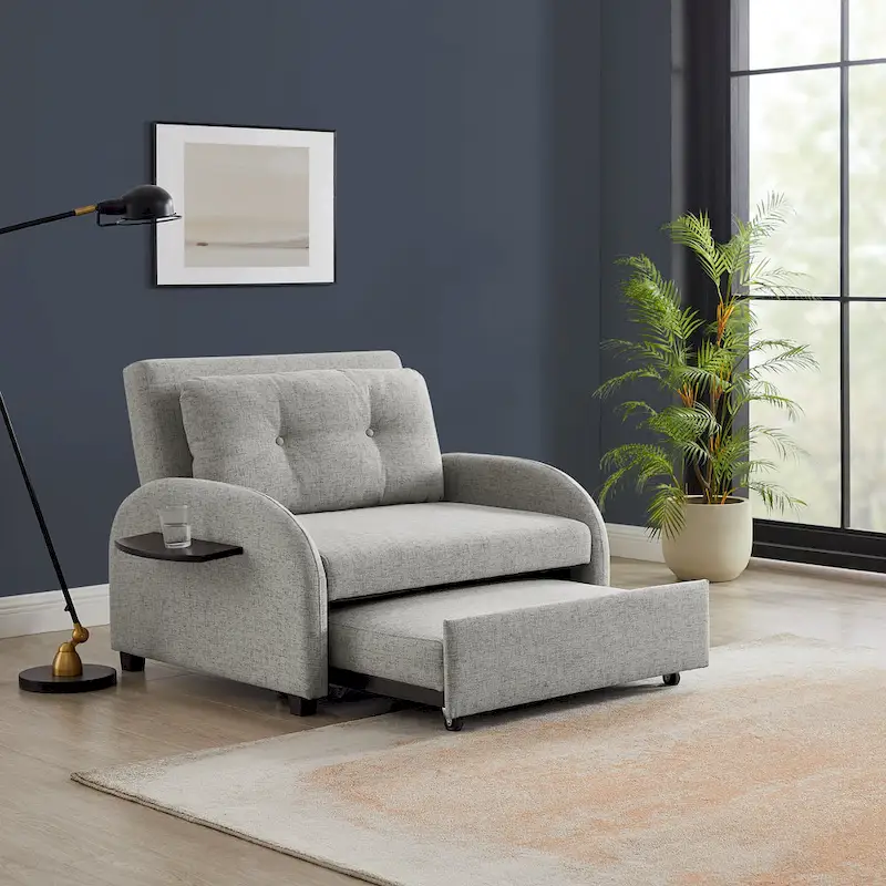 Scarboro Grey Upholstered Wide Convertible Bed