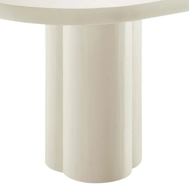 72 Oval Dining Table with Concrete-Effect Finish and Double Pedestal Base