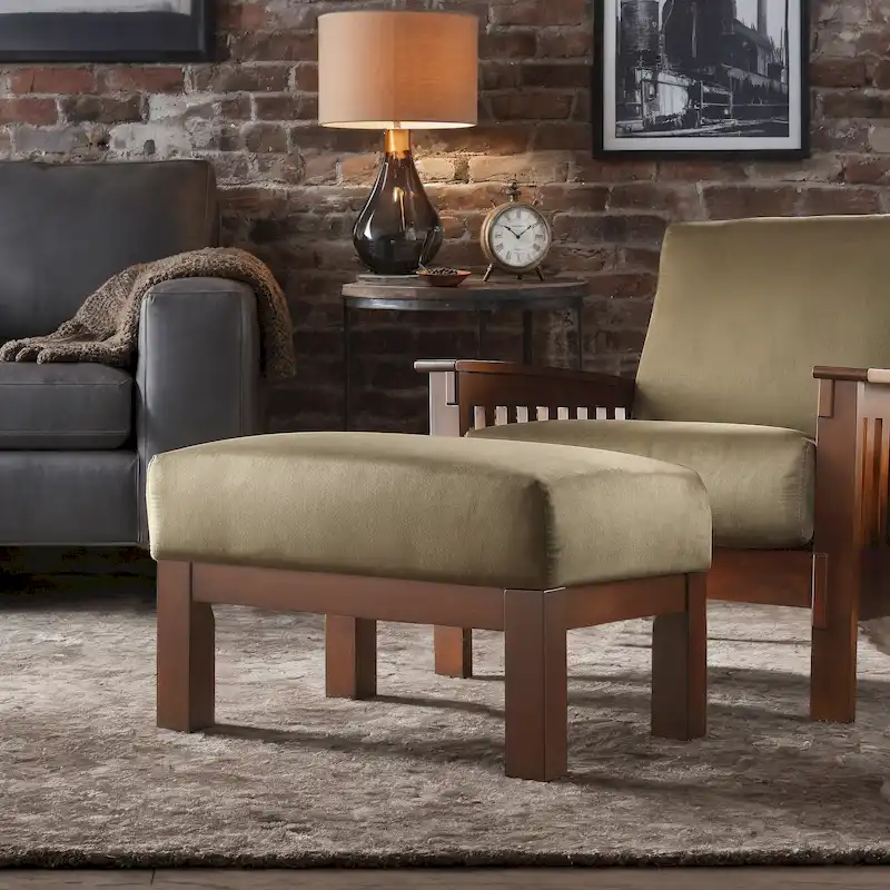 Sigulda Mission-Style Wood Ottoman