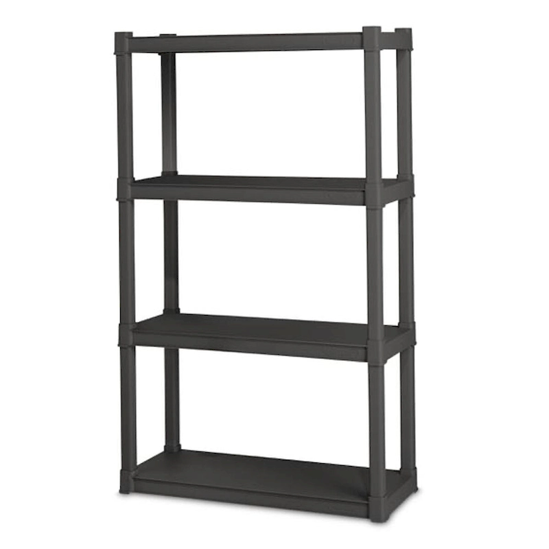 Sterilite Plastic Indoor Outdoor 4 Shelf Durable Shelving Unit, Gray, 2 Pack - 2-Pack