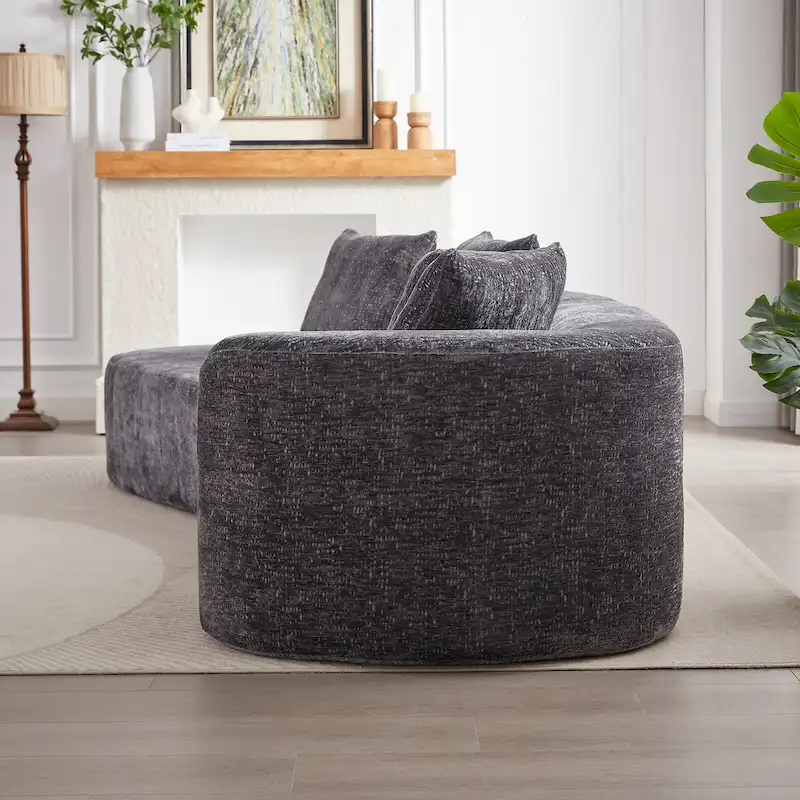 114 Chenille Deep-Seat Sectional Sofa with 4 Pillows