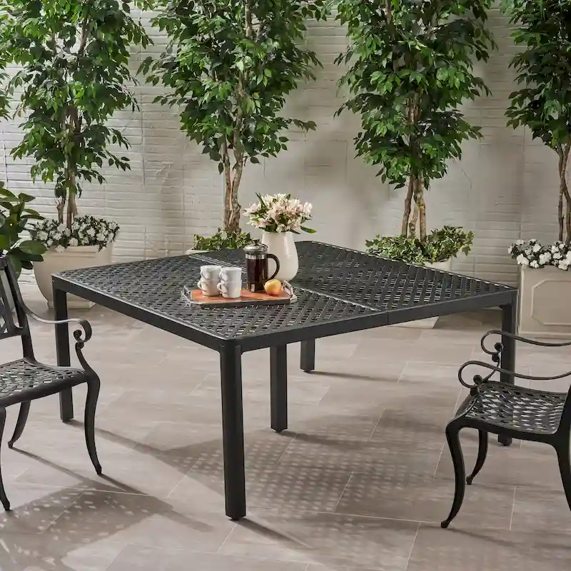 Tahoe Outdoor Modern Aluminum Dining Table with Woven Accents by Christopher Knight Home - 61.25 L x 61.25 W x 29.00 H