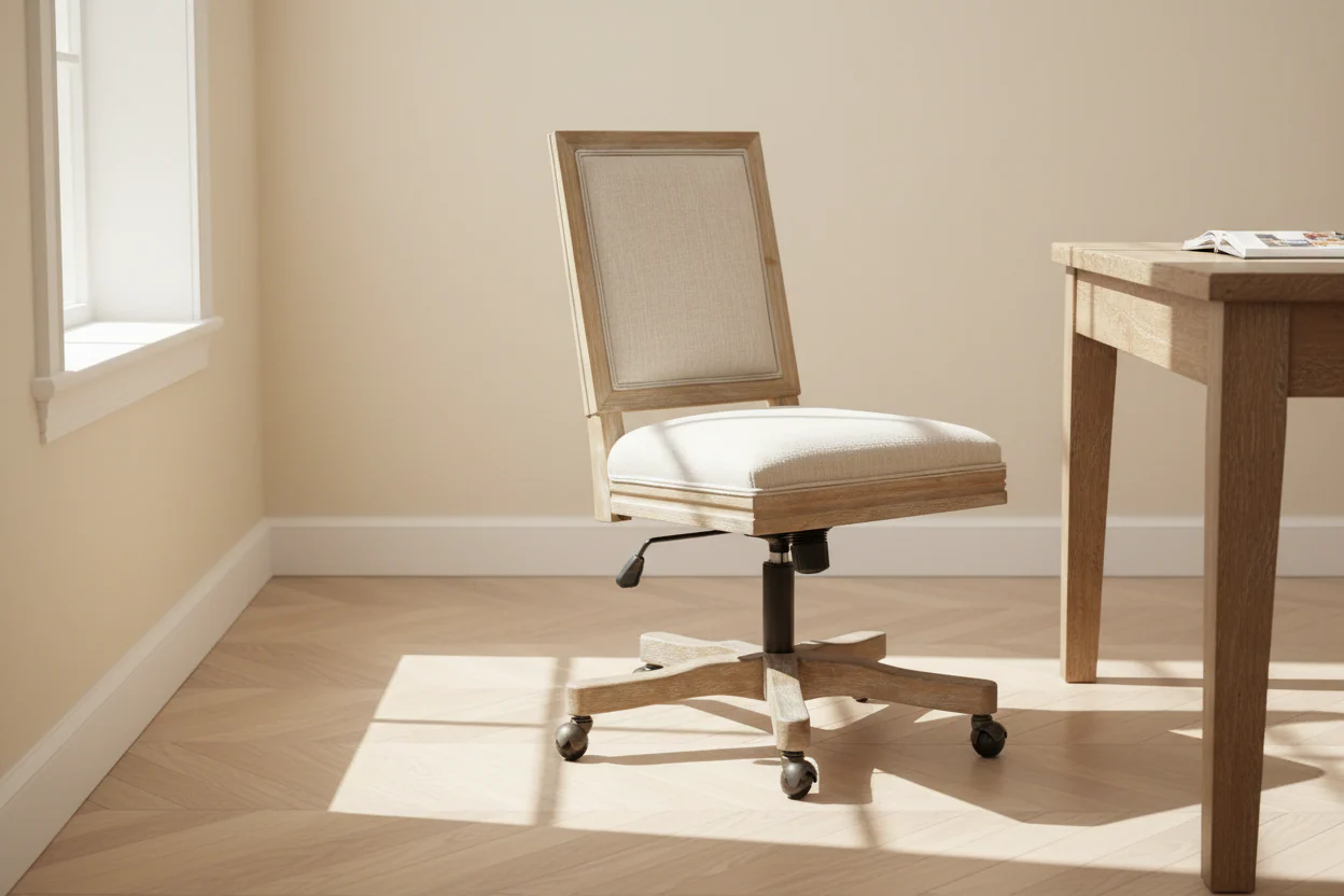 Beige & Brown Swivel Office Chair, 1-Person, Adjustable Height