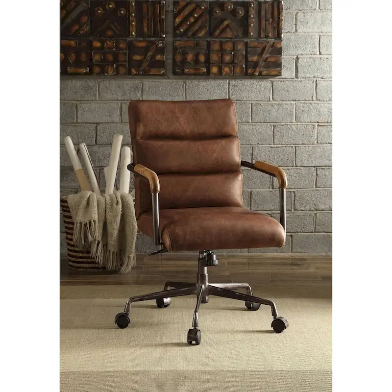 Harith Executive Office Chair, Retro Brown Top Grain Leather