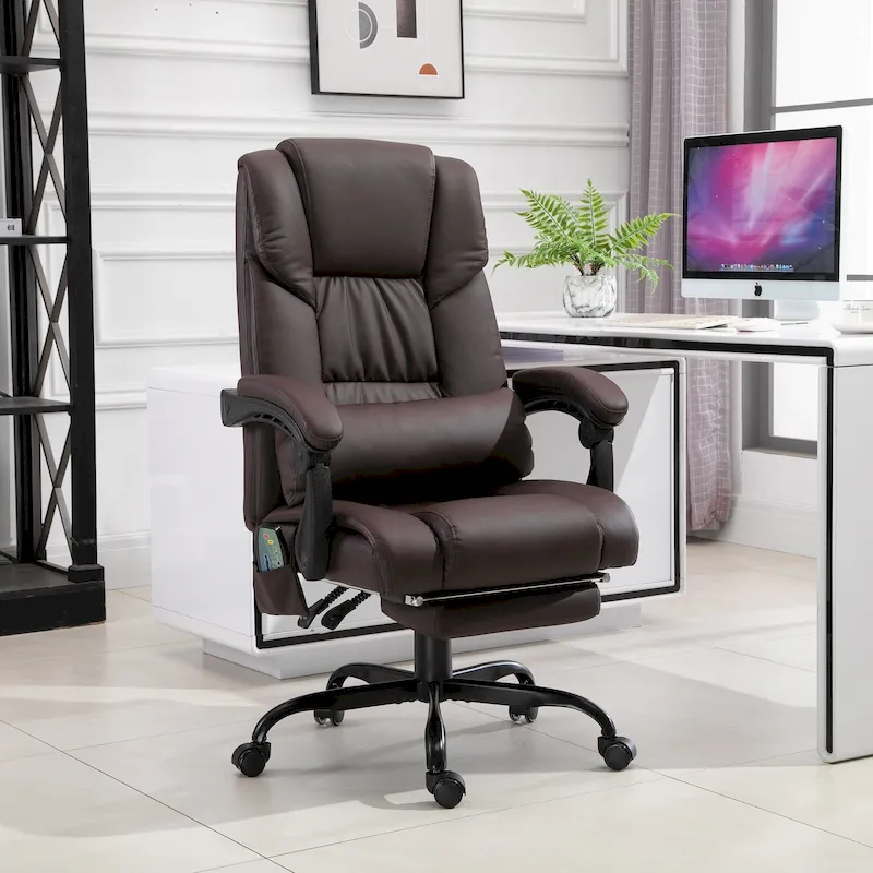 Vinsetto Office Desk Chair Recliner, Height Adjustable Movable Lumbar Support with 6-Point Vibrating Massage