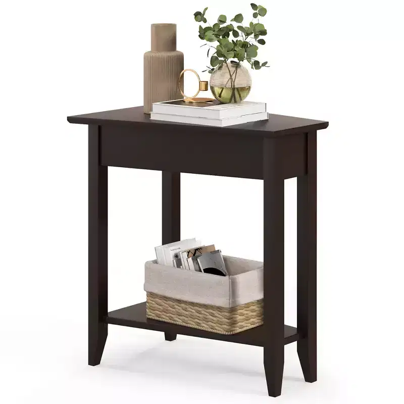 Costway 2-Tier End Table Irregular Narrow Sofa Side Nightstand w/ Storage Shelf