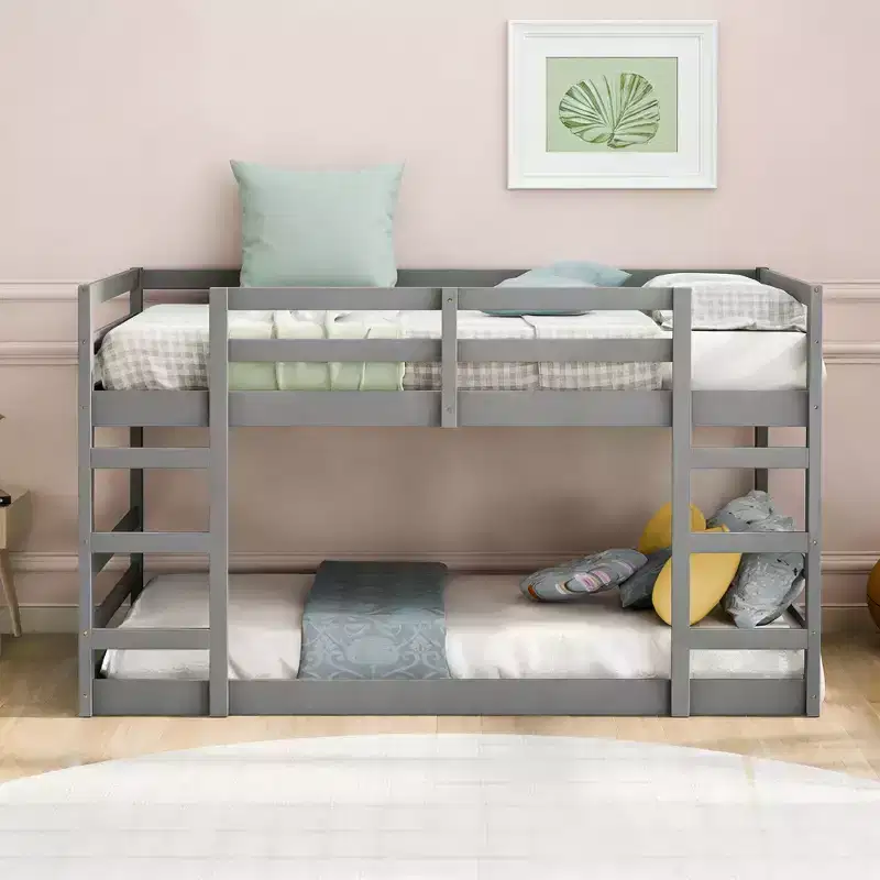 Luxystar Modern Bunk Bed with 2 Ladders for Kids' Room and Guest Room
