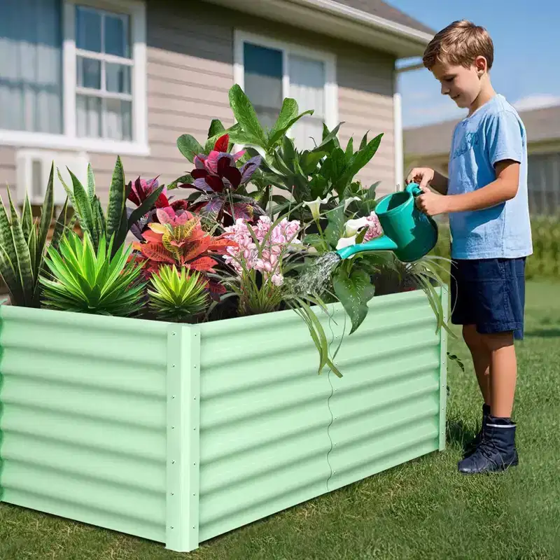 Raised Garden Bed, Metal Raised Garden Beds Outdoor, Rectangular Planter Box for Planting Plants, Vegetables and Flower, 8x4x2 FT, Green