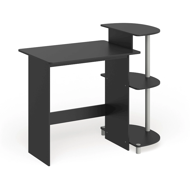 Porch & Den Baruch Compact Modern Wood Computer Desk with Shelves