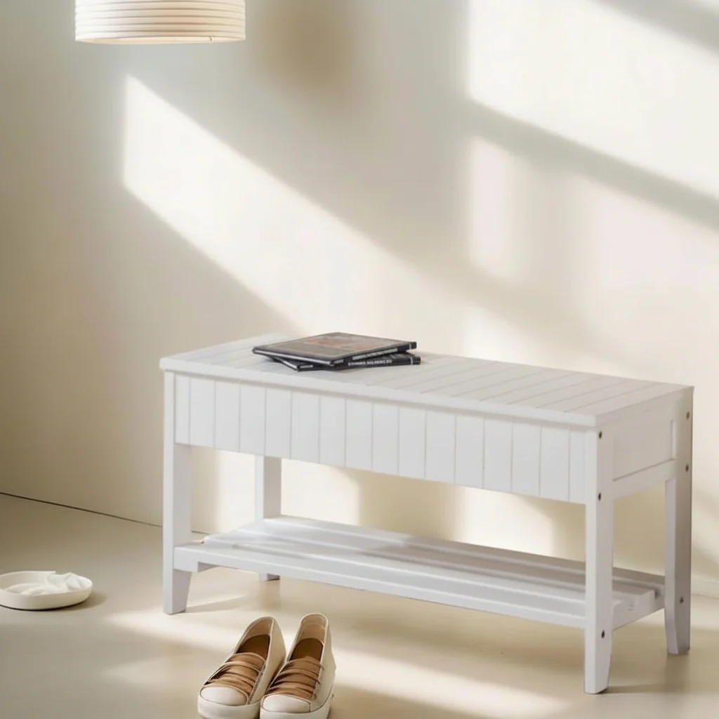 Solid Wood Shoe Bench with Storage