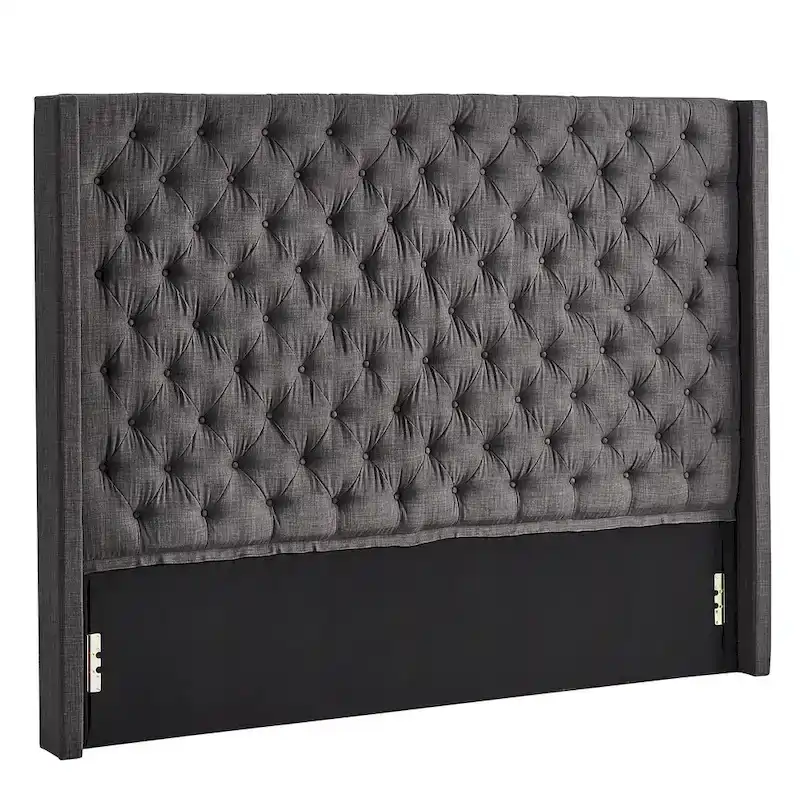 Button-Tufted Wingback Upholstered Headboard – Elegant Bedroom Accent