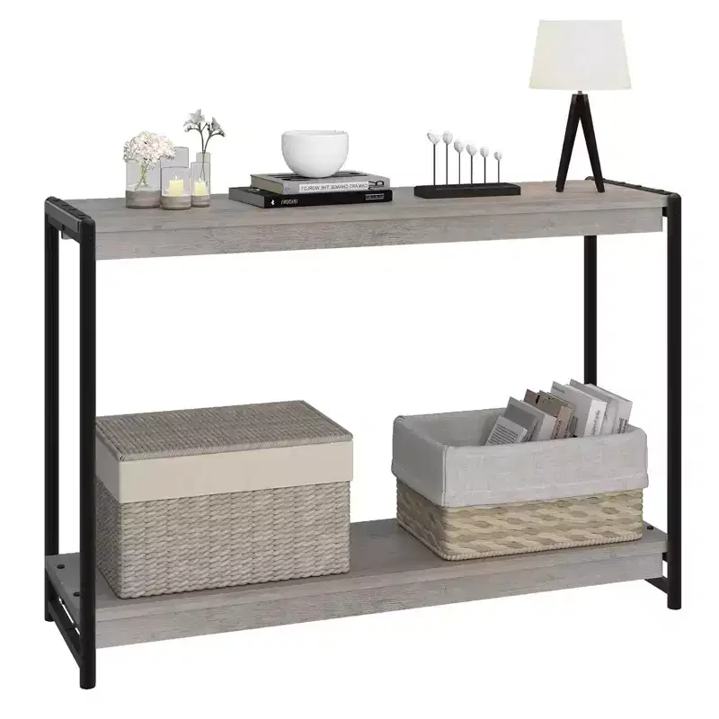 40 2-Tier Console Table  Sofa Table with Open Shelf (50lbs Capacity, for Entryway/Living Room/Hallway)