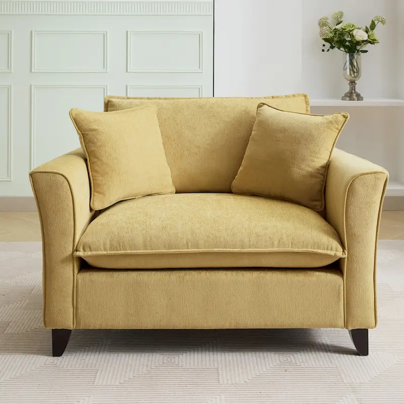 Oversized Chenille Fabric Armchair