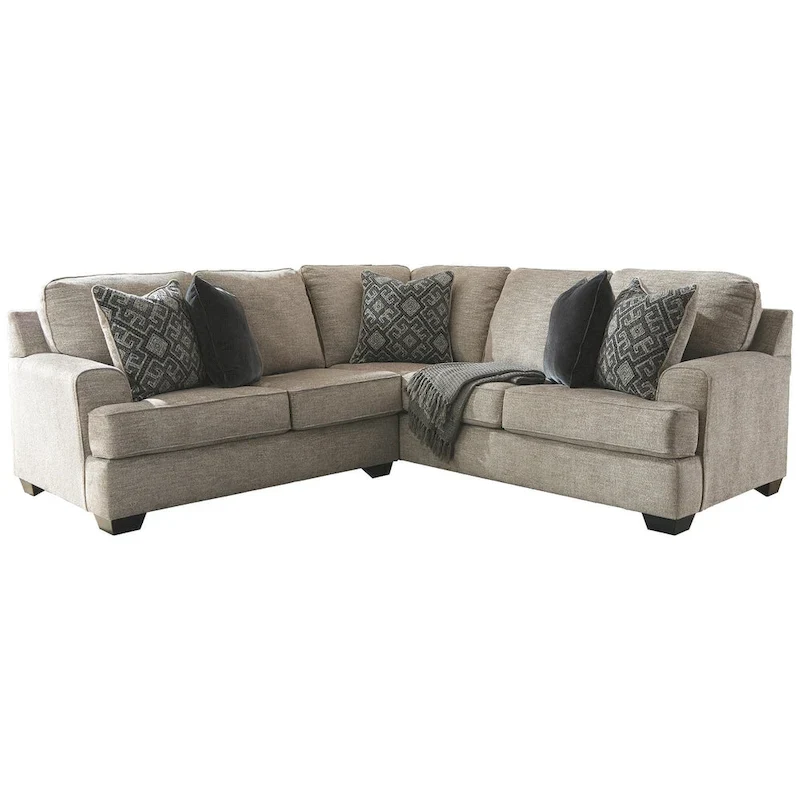 Beige & Grey Chenille 2-Piece Sectional Sofa, Right-Facing, Seats 3–4