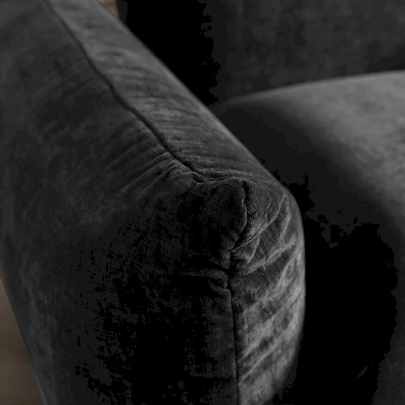 Modern Black Chenille Sectional Sofa Comfy Modular Couch with Ottoman