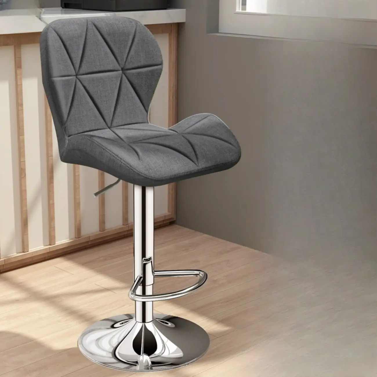 Square Adjustable Swivel Leather Bar Stools with Back