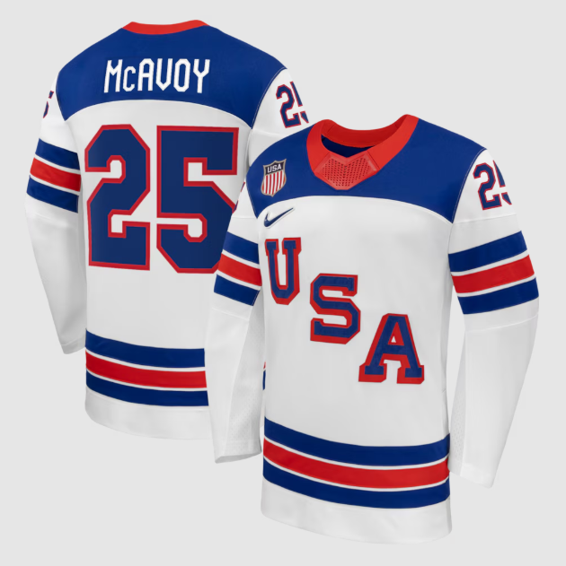 Charlie McAvoy White US Hockey 2026 Away Jersey