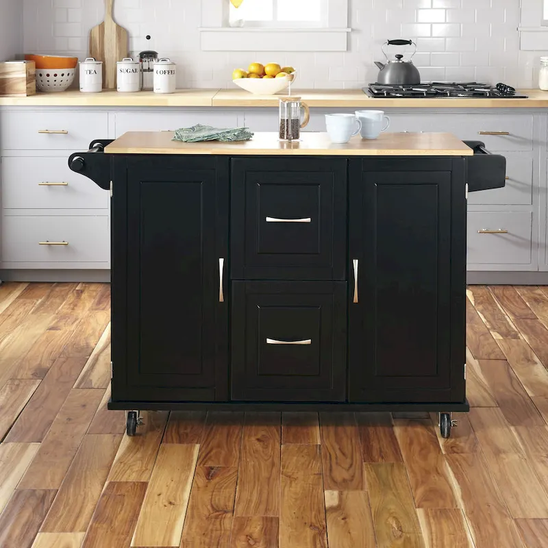 Homestyles Dolly Madison Black Wood Kitchen Cart - N/A