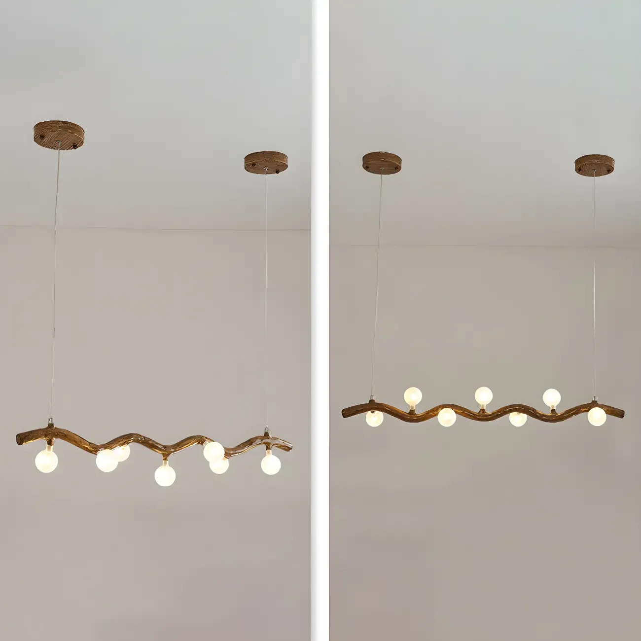 Modern Brown Glass Linear Island Pendant Light