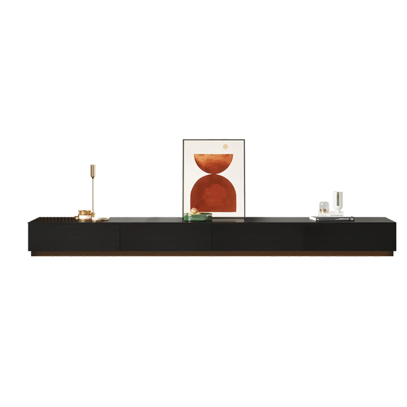 Modern Wooden TV Stand with Storage & Cable Management