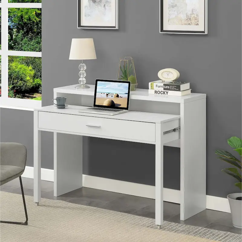 Convenience Concepts Newport JB Console/Sliding Desk with Drawer and Riser