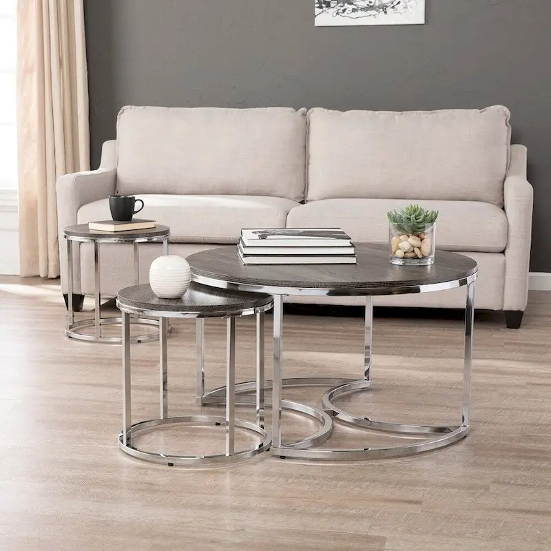 SEI Furniture Henderson Round 3-piece Nesting Coffee Table