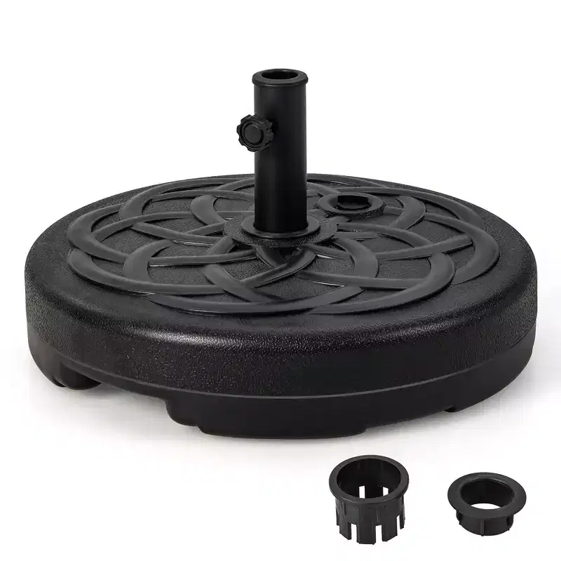 Costway 22'' Patio Fillable Round Umbrella Base Stand Water/Sand Fit Pole 1.5'' & 1.9''