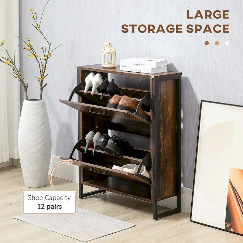 QQ Shoe Cabinet with 2 Flip Drawers