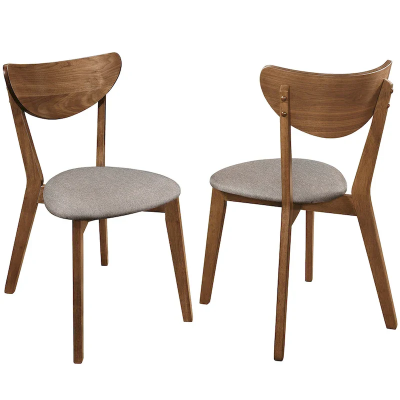 Peony Retro Modern Style Natural Walnut Dining Chairs (Set of 2)
