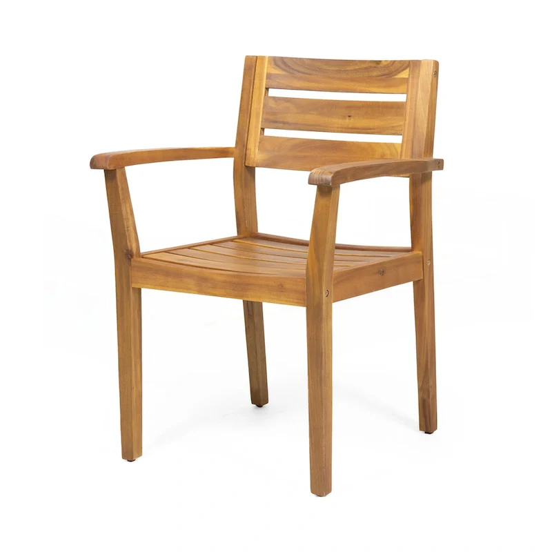 Acacia Wood Patio Dining Chairs Set of 2