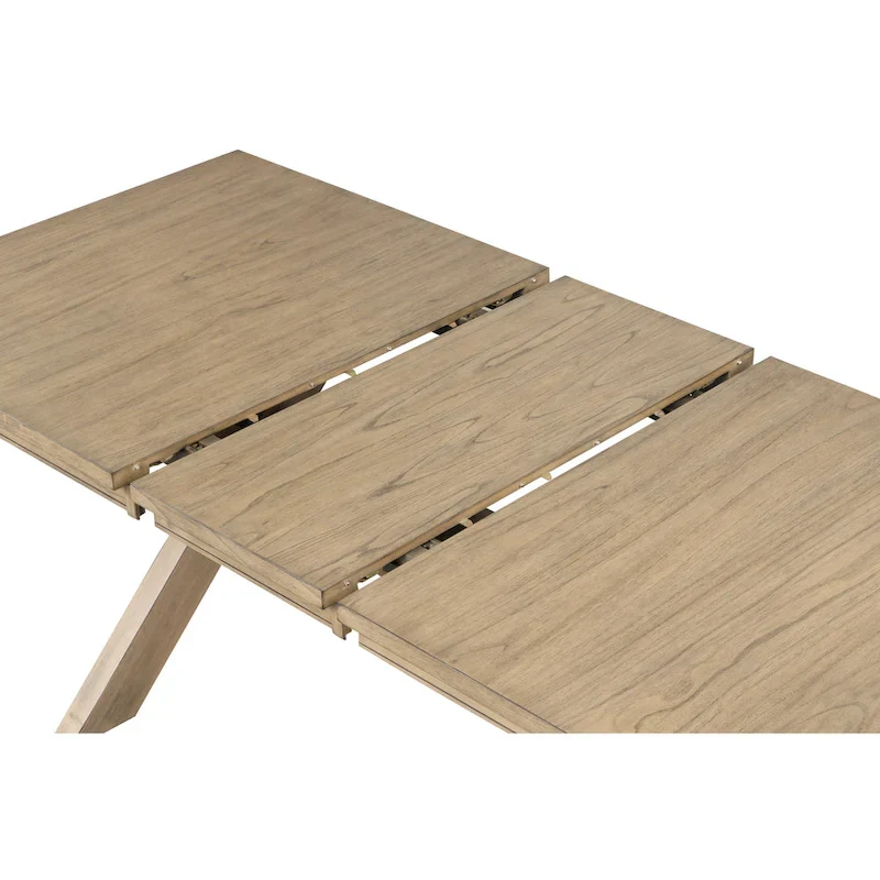 Roundhill Furniture Raven Wood 7-Piece Dining Set, Extendable Dining Table with 6 Chairs, Glazed Pine Brown